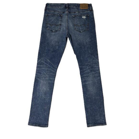 American Eagle Next Level Flex Slim Jeans Mens 34x34 Blue Distressed Stretch - Picture 2 of 14